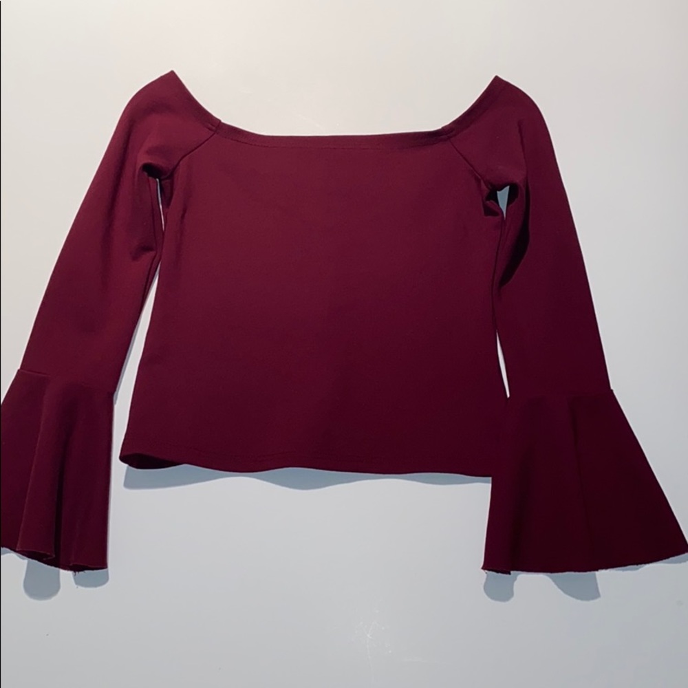 Women’s Nordstrom Maroon Off Shoulder Long Sleeve Blouse Small - Picture 5 of 16
